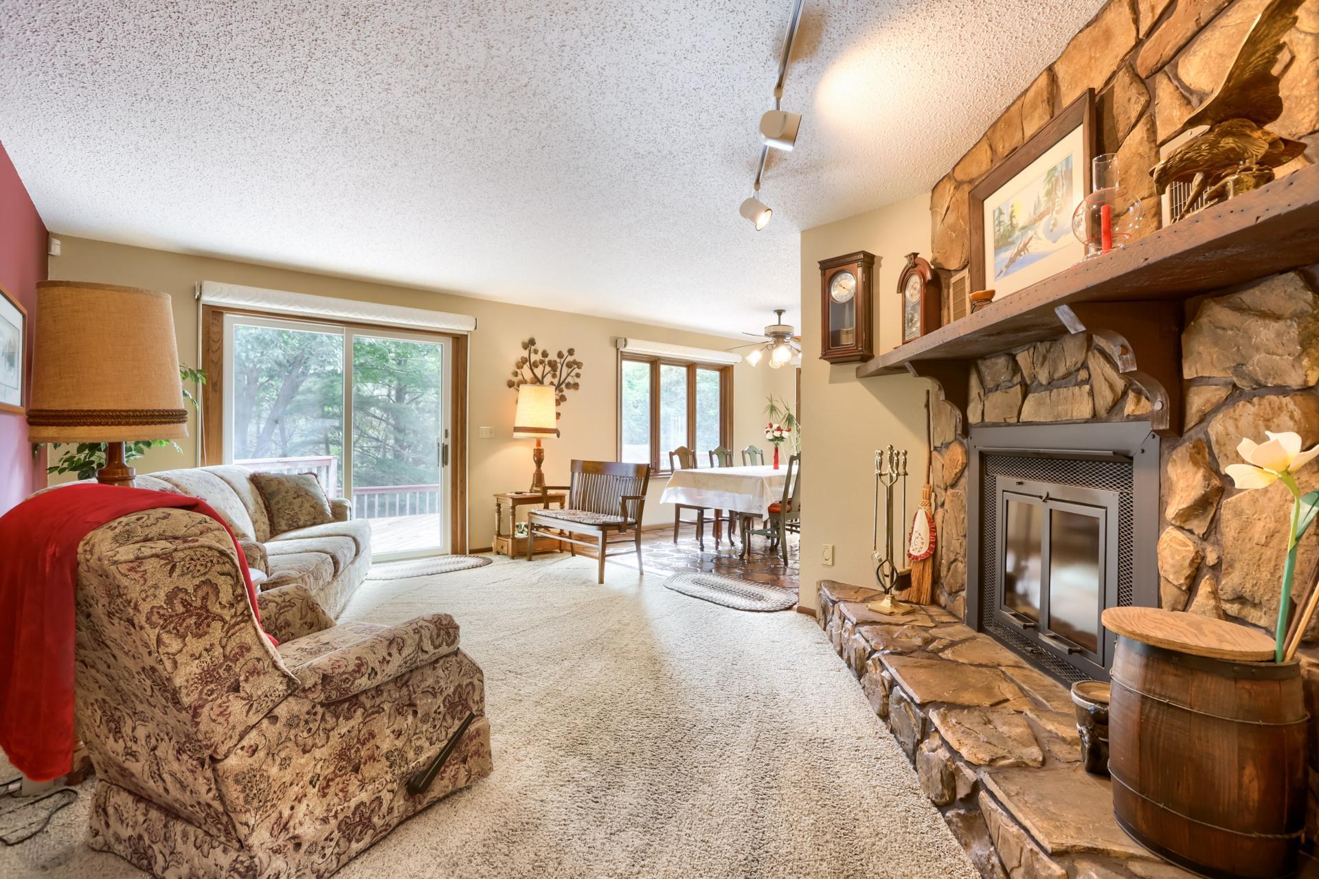 9900 Primrose Ave Living room w/woodburning fireplace