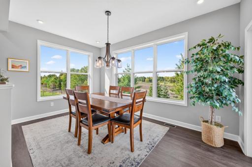 Open Dining Space with Beautiful Farm Views and Natural Light.