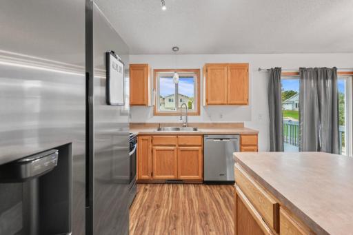 Stainless Steel appliances in kitchen.