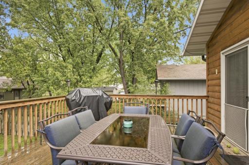 The sellers are willing to leave the built-in doggie door connecting the dining room to the deck, or it can be removed so the patio door functions in its original configuration.