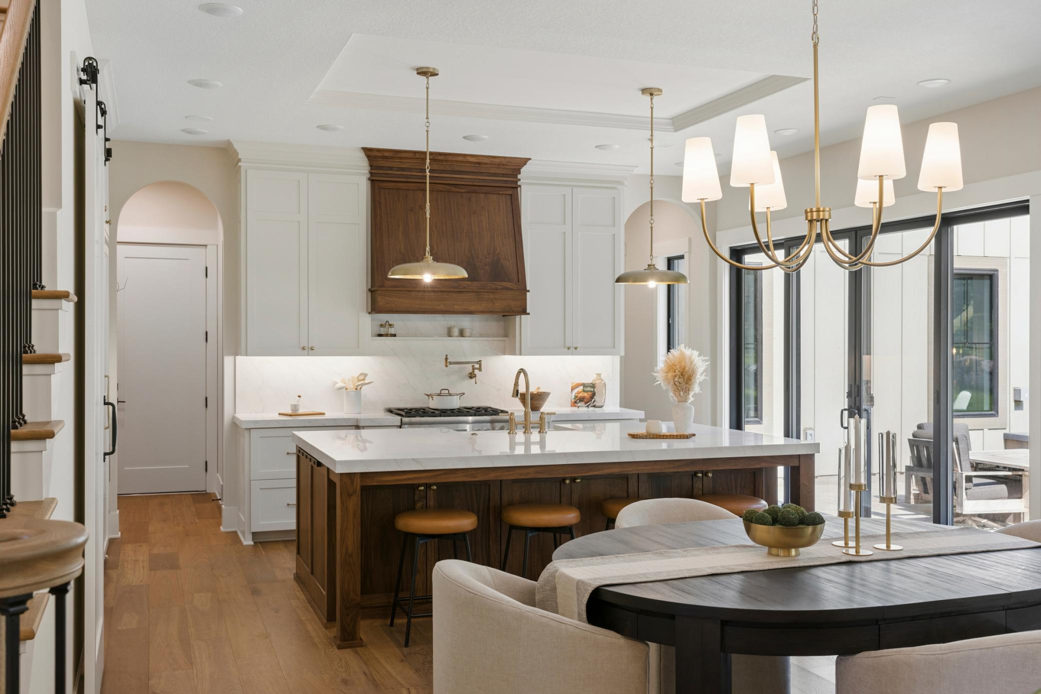 Kitchen featuring walk-out to courtyard patio