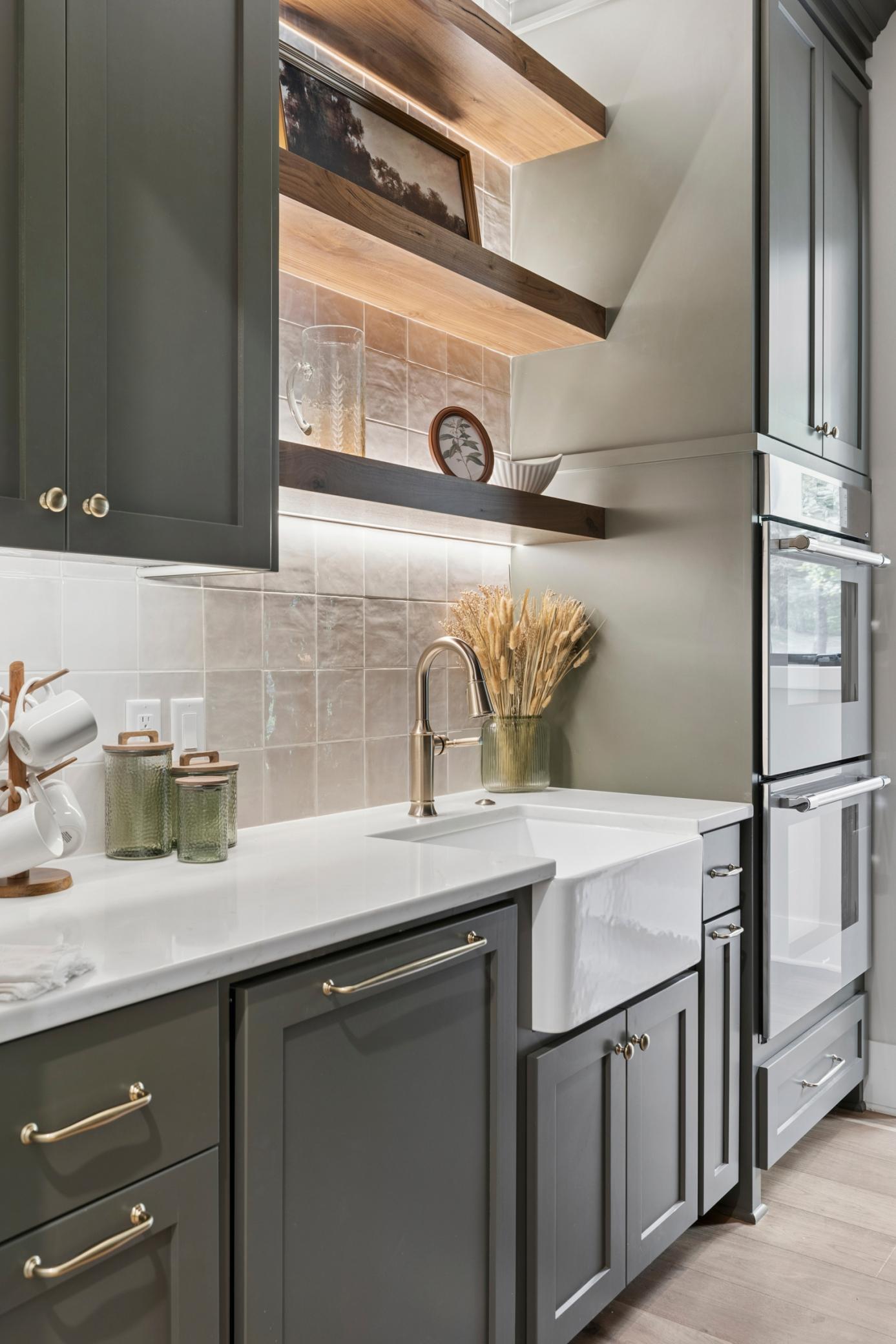 Pantry with sink, double ovens & dishwasher
