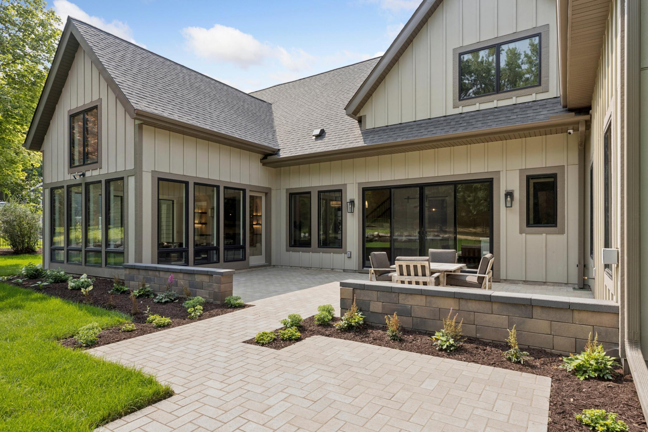 Courtyard paver patio with gas for grill or fireplace/ roughed in for future hot tub