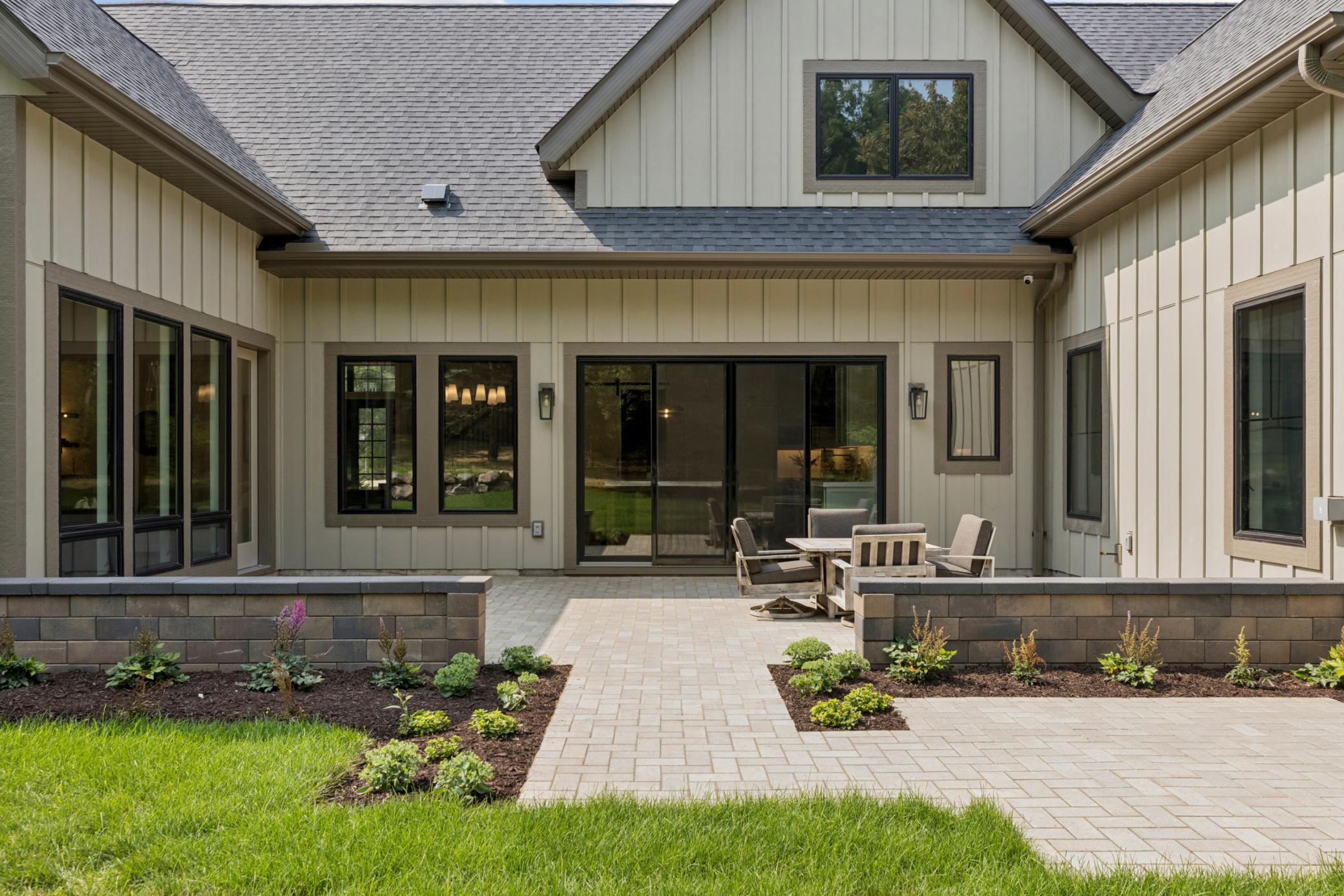 Courtyard paver patio with gas for grill or fireplace/ roughed in for future hot tub