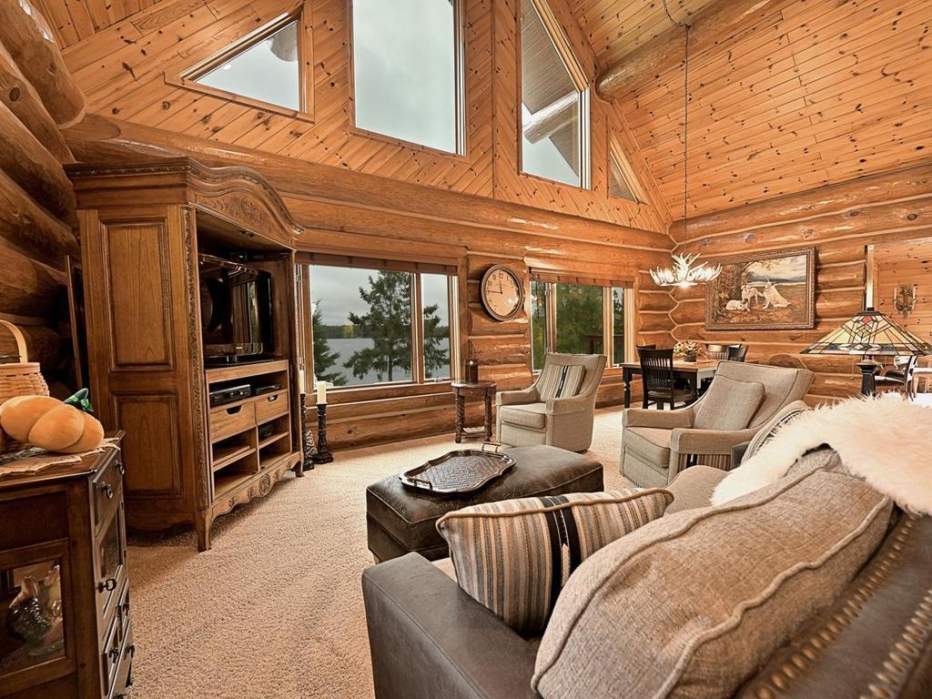 Living room with lake views