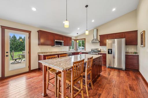 Kitchen with clear view door out to your deck