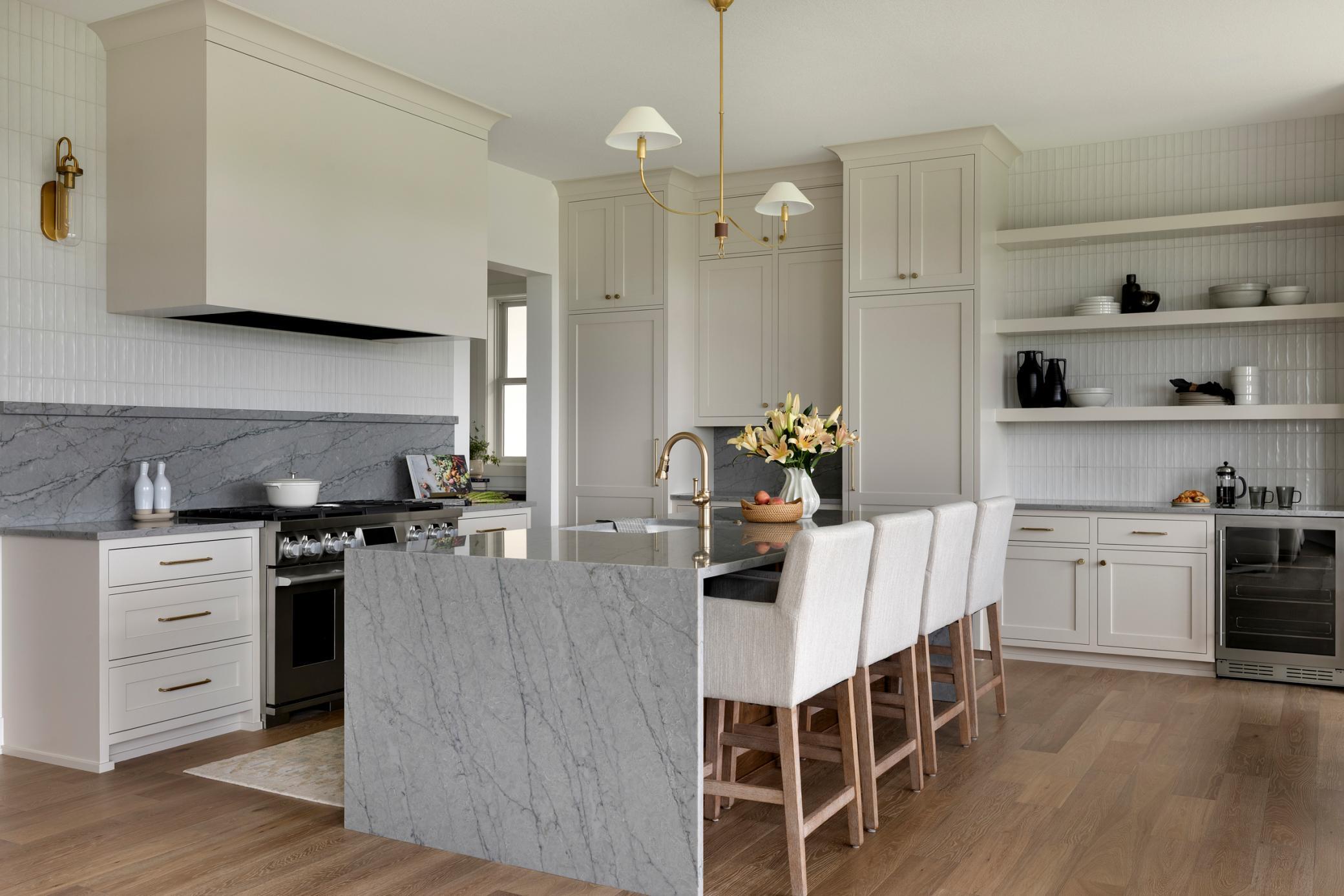Designer Kitchen with Waterfall Island