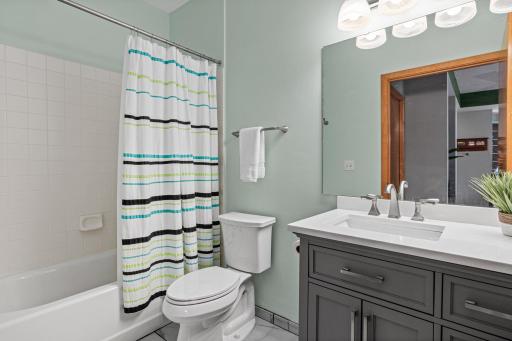 Main bathroom off the living room and second bedroom