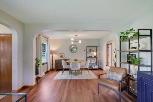 The arched dining area is wonderful for entertaining, special occasions, or every day dining.