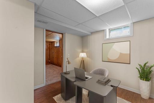 Lower Level Bonus Room Virtually Staged As An Office