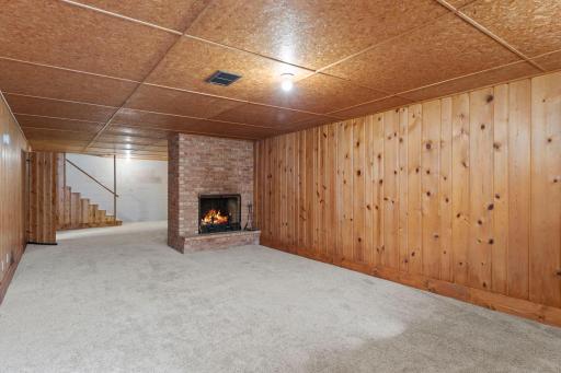 Lower Level Family Room With Wood Burning Fireplace