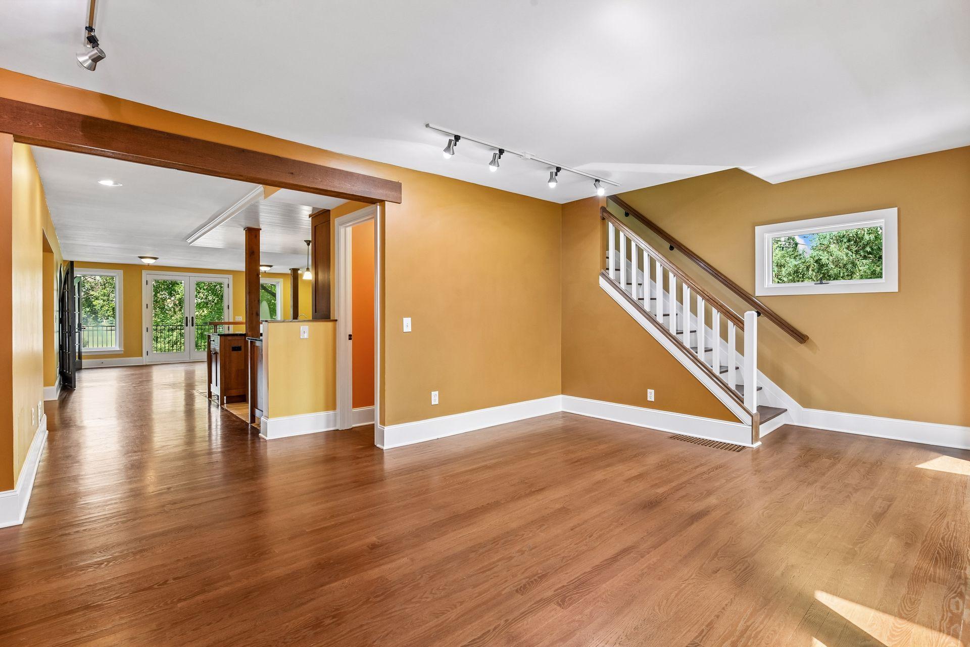 Spacious living room with an open flow into the rest of the main level.