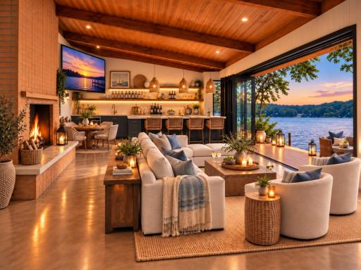 Really cool concept with large doors for full sunset and firework view!!