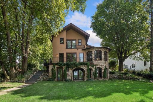 Lakeside view - very nicely cared for property with beautiful stonework.