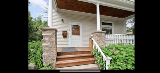 Wood ceiling on front covered porch