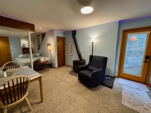 Gas fireplace in the lower level