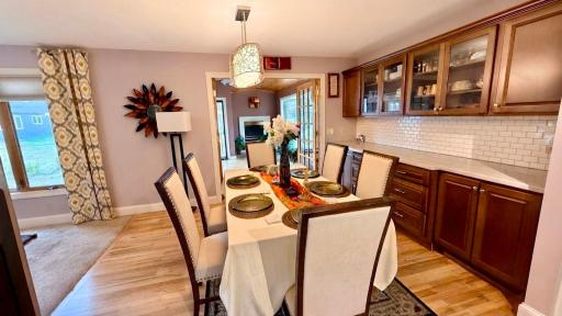 Dining area ready for family dinners and holiday gatherings