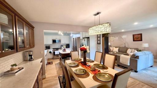 Cozy breakfast nook bathed in natural light