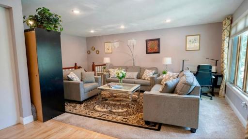 Comfortable living room with plush seating and natural light