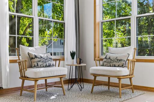 Enjoy your morning coffee or snuggle with a good book in the warm and inviting sunroom.