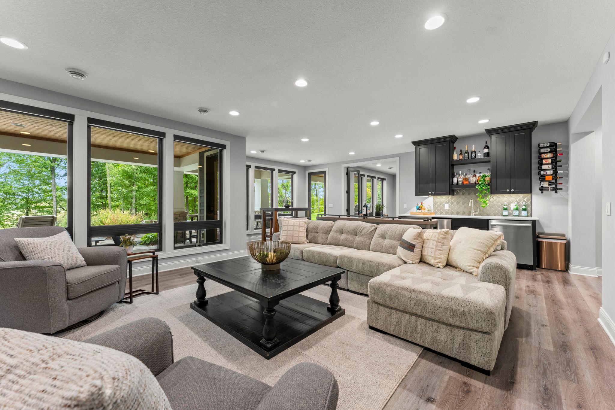 Walk-out lower level family room