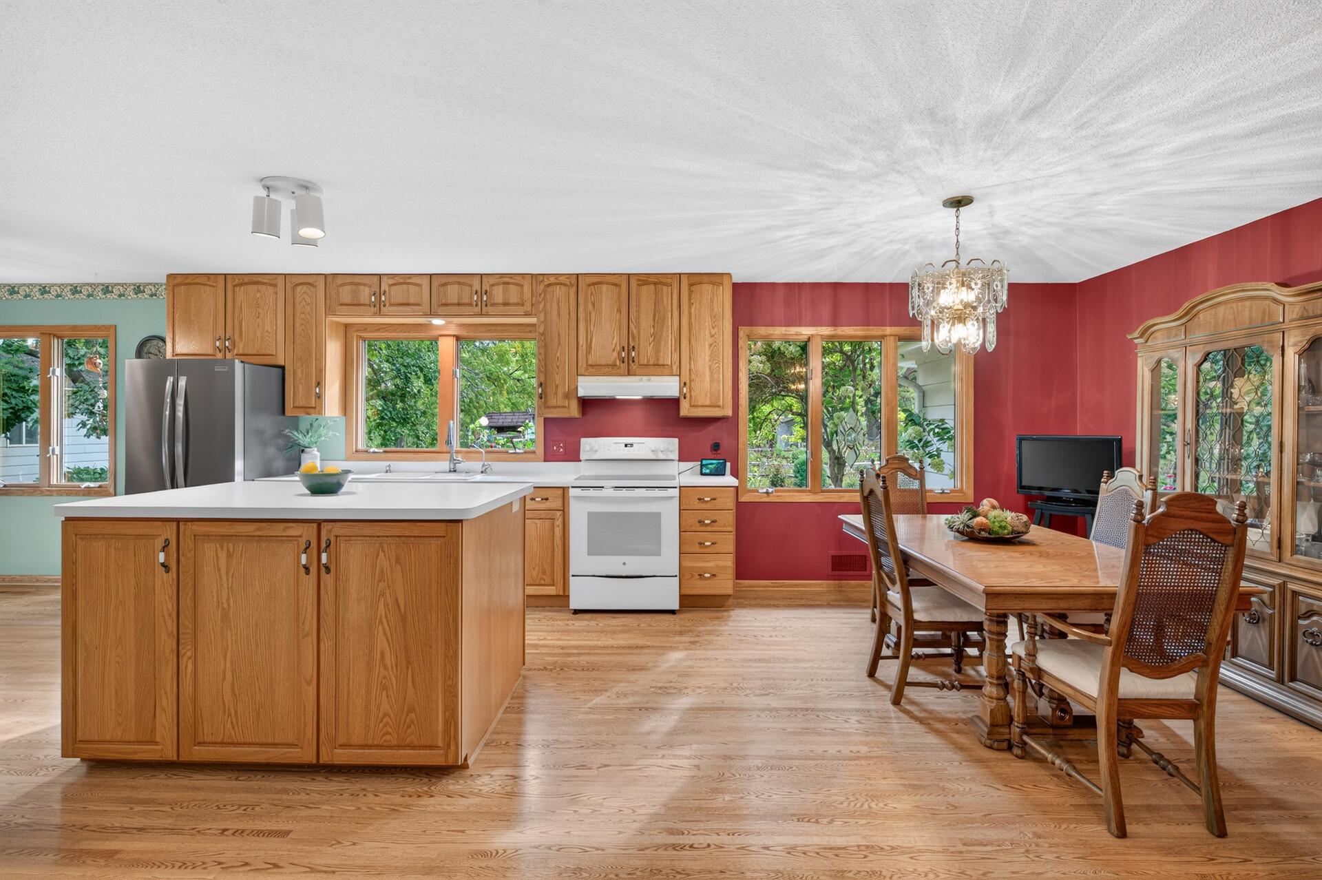 Your spacious kitchen adjacent to the dining room.