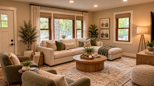 Living room virtually staged
