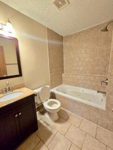 Lower level bath with jetted tub/shower combo
