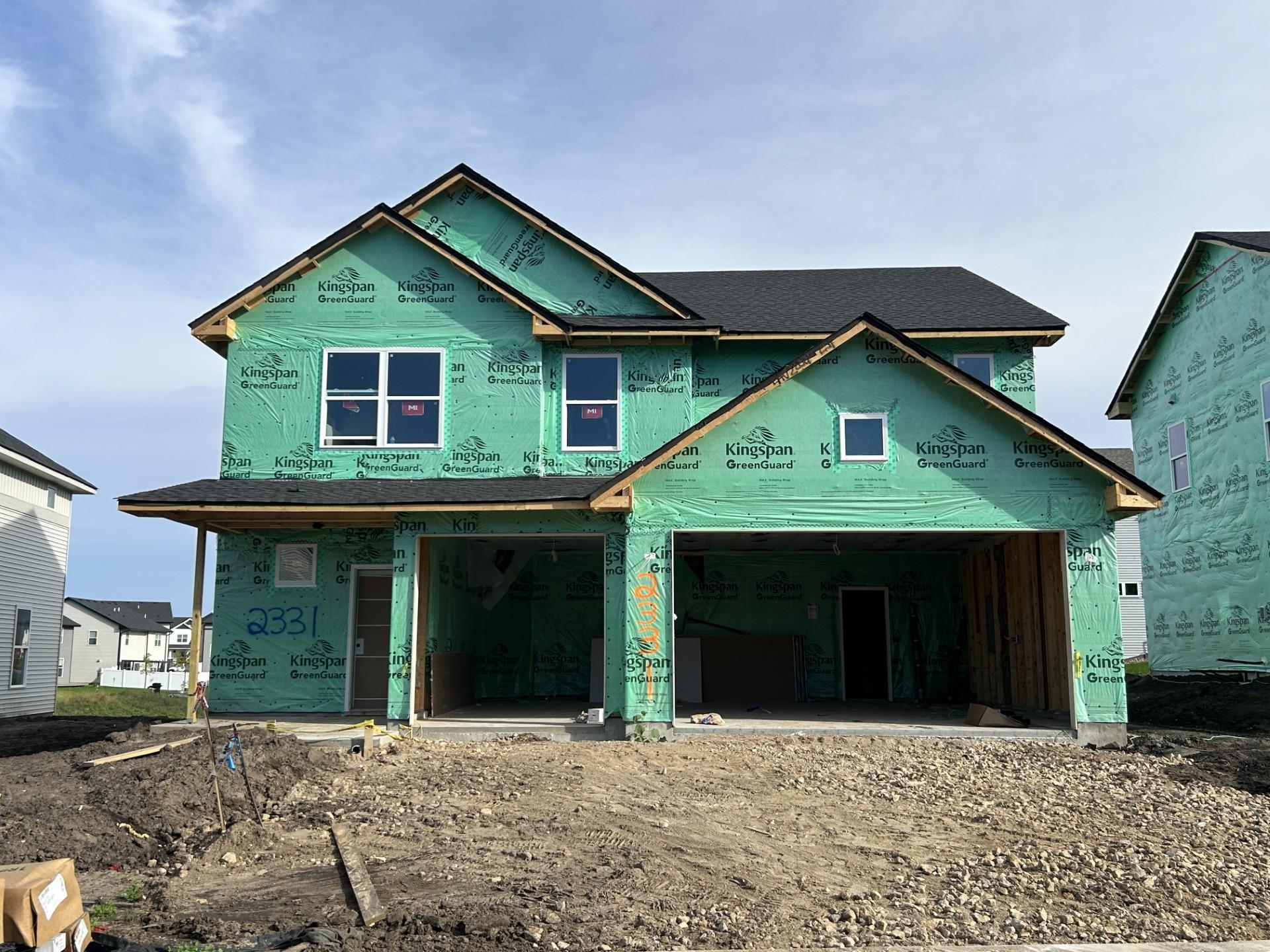 (Photo is of the actual home in progress.)