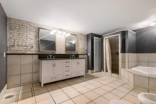 Large primary bath with separate tub and shower