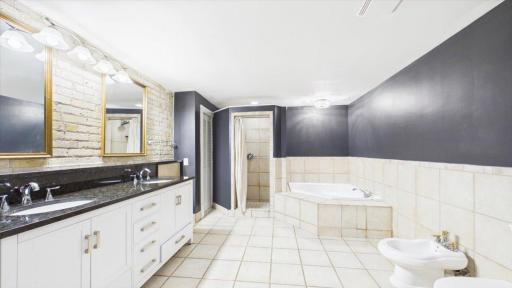 Large primary bath with separate tub and shower