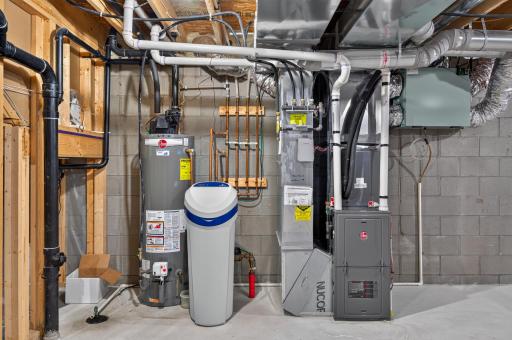 Rheem water heater, furnace & A/C. New water softener.