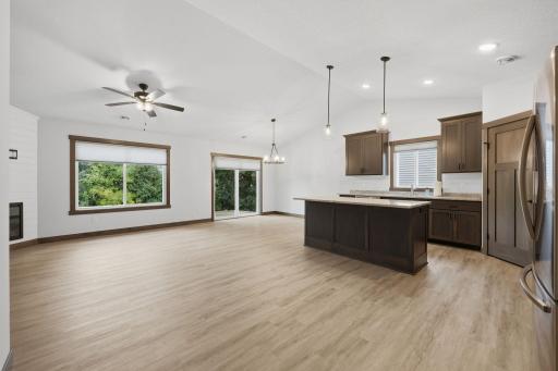 Another look into the main living area.. and that gorgeous backyard view!