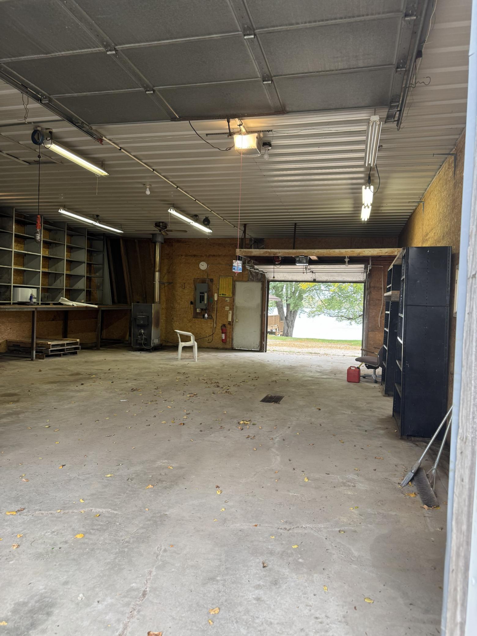 Interior of well lit Shop with 3-Phase Power, Insulated, Heated with Drain