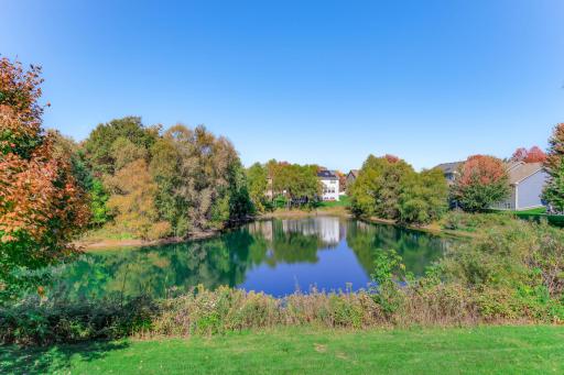 Take in the scenic, tree-lined pond views just beyond the property line, providing a natural backdrop and a sense of privacy for your daily outdoor retreat.