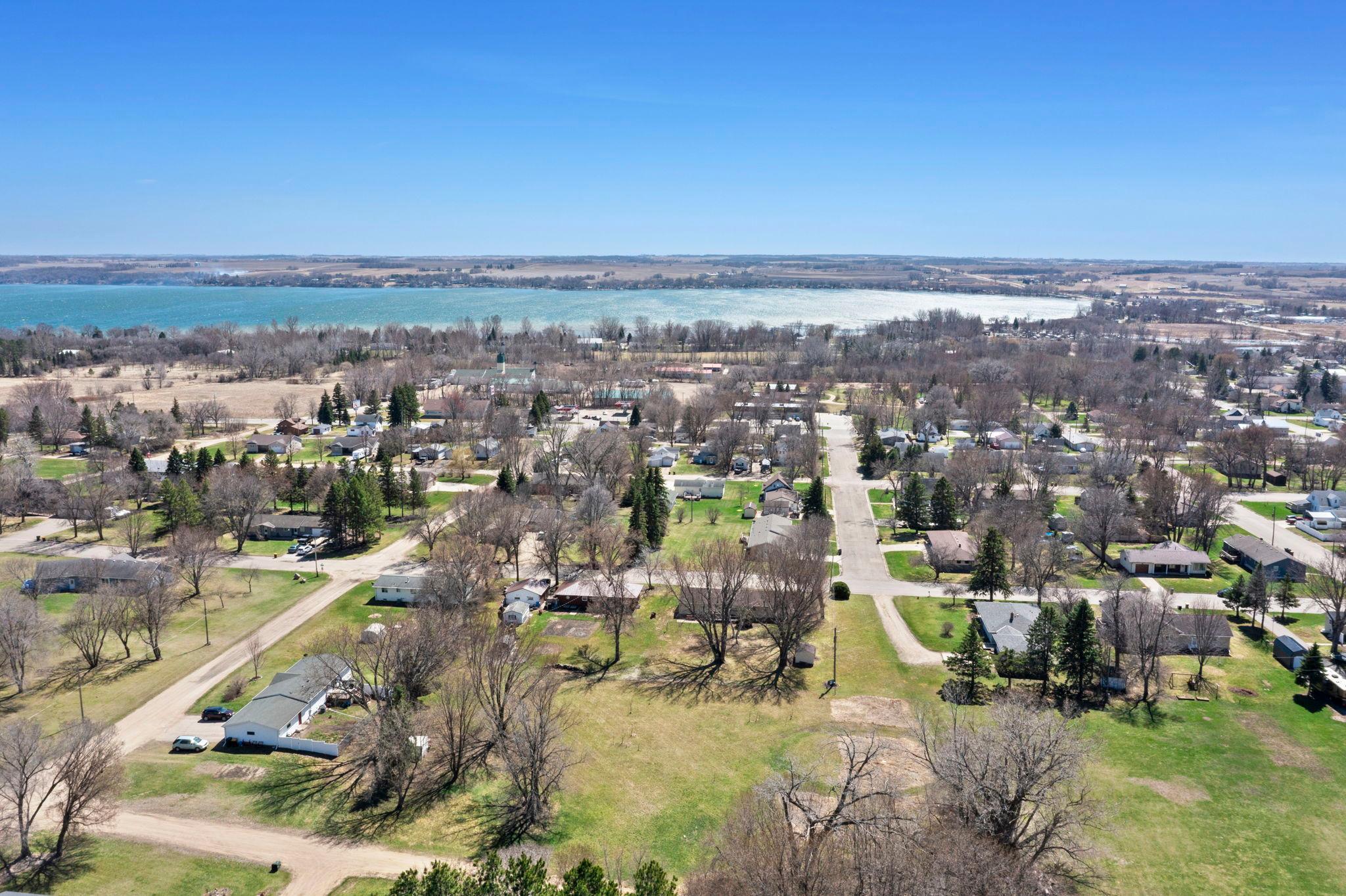 Ariel view of the lot with Lake Minnewaska in the back. Close to town and local ammenties