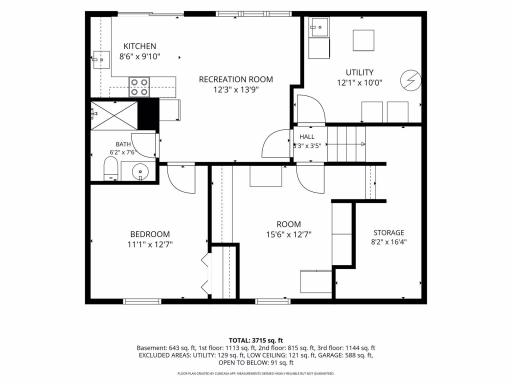 Lower level efficiency and storage/laundry area floor plan