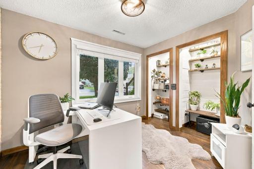 Lower level Office/Bedroom has large windows and closet