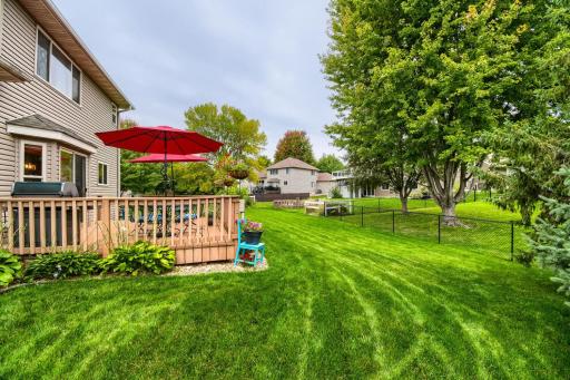 Beautifully maintained backyard with a lush lawn, mature trees, and plenty of room to enjoy the outdoors. The spacious deck provides a perfect spot for relaxing, grilling, or entertaining.