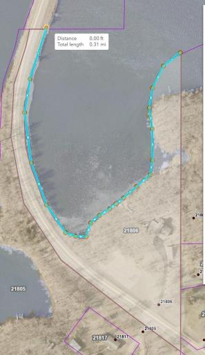 1,630 Feet of Waterfront - Stearns County GIS Measurement Tool