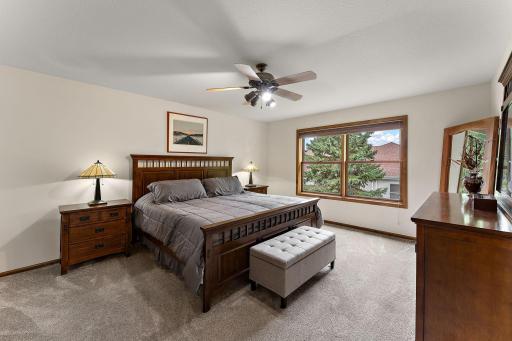 Primary bedroomw with its on 3/4 bath and walk-in closet