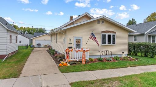 New landscaping around the front of the home adds a touch of color to the curb appeal