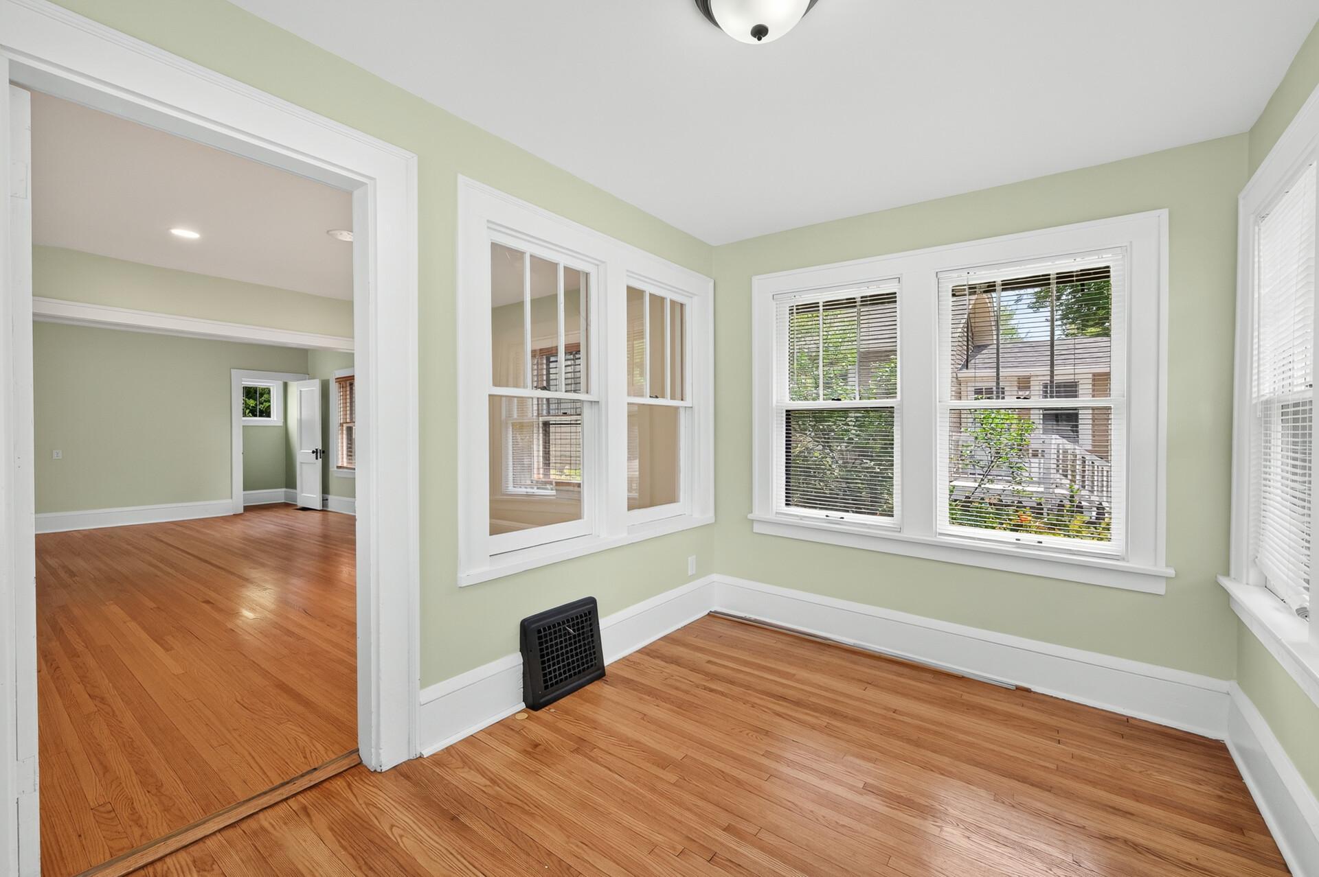 porch flows into the living room