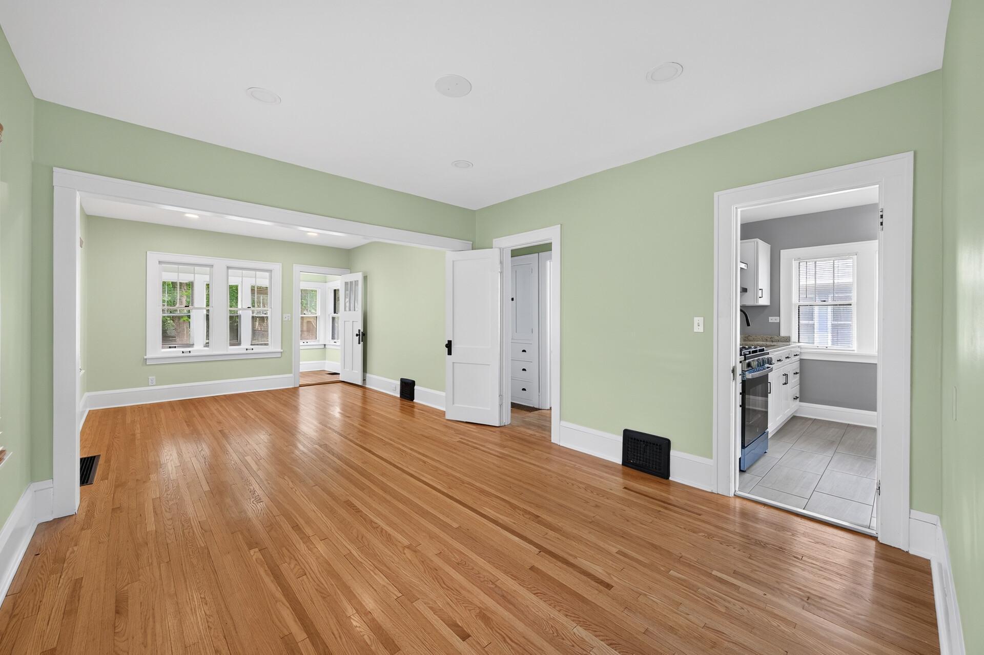 Open living and dining room
