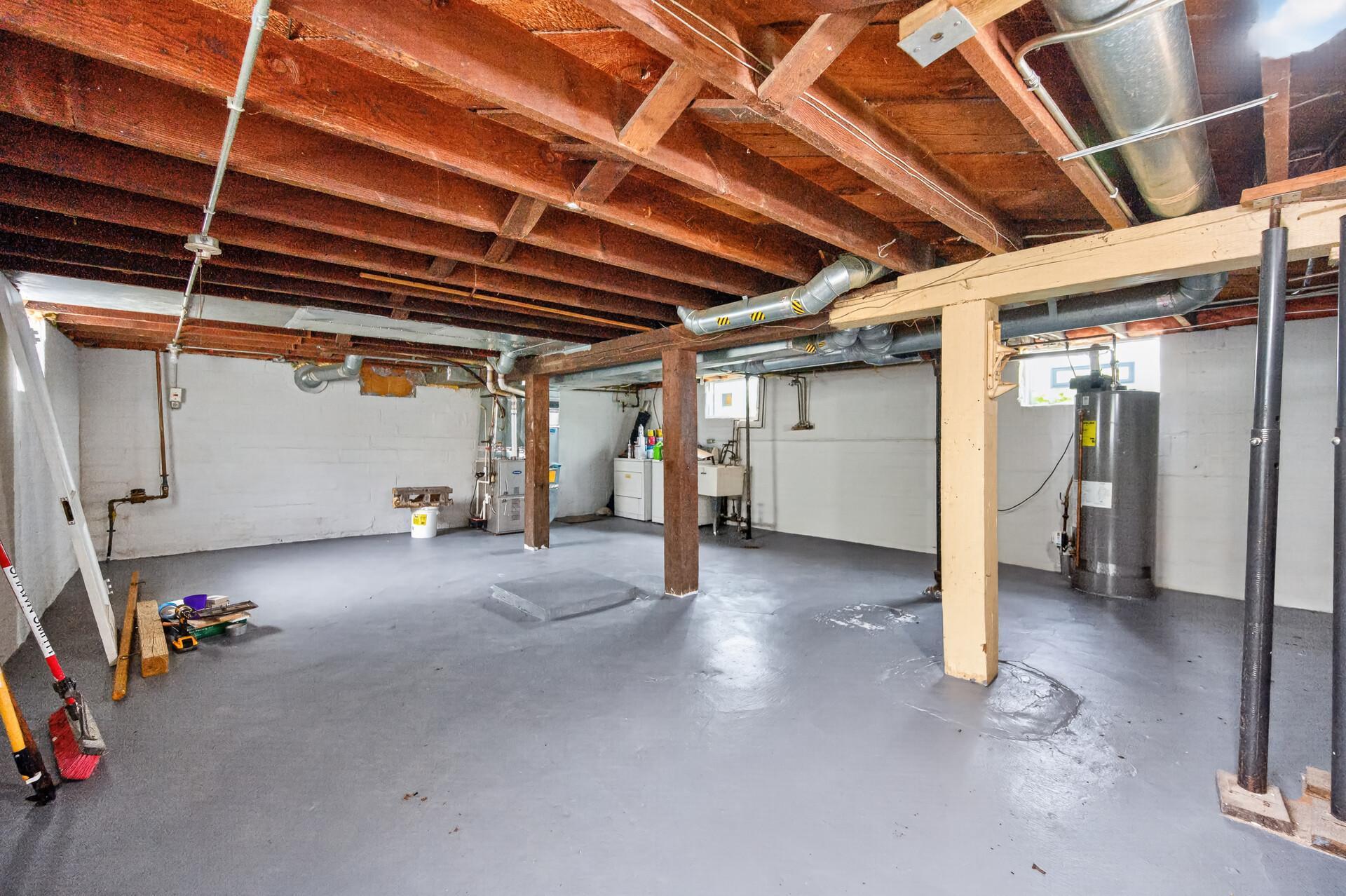 Clean, open basement offering additional storage and possibilities