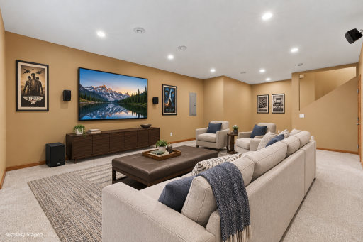 Large finished lower level offering flexibility for recreation and entertaining.
