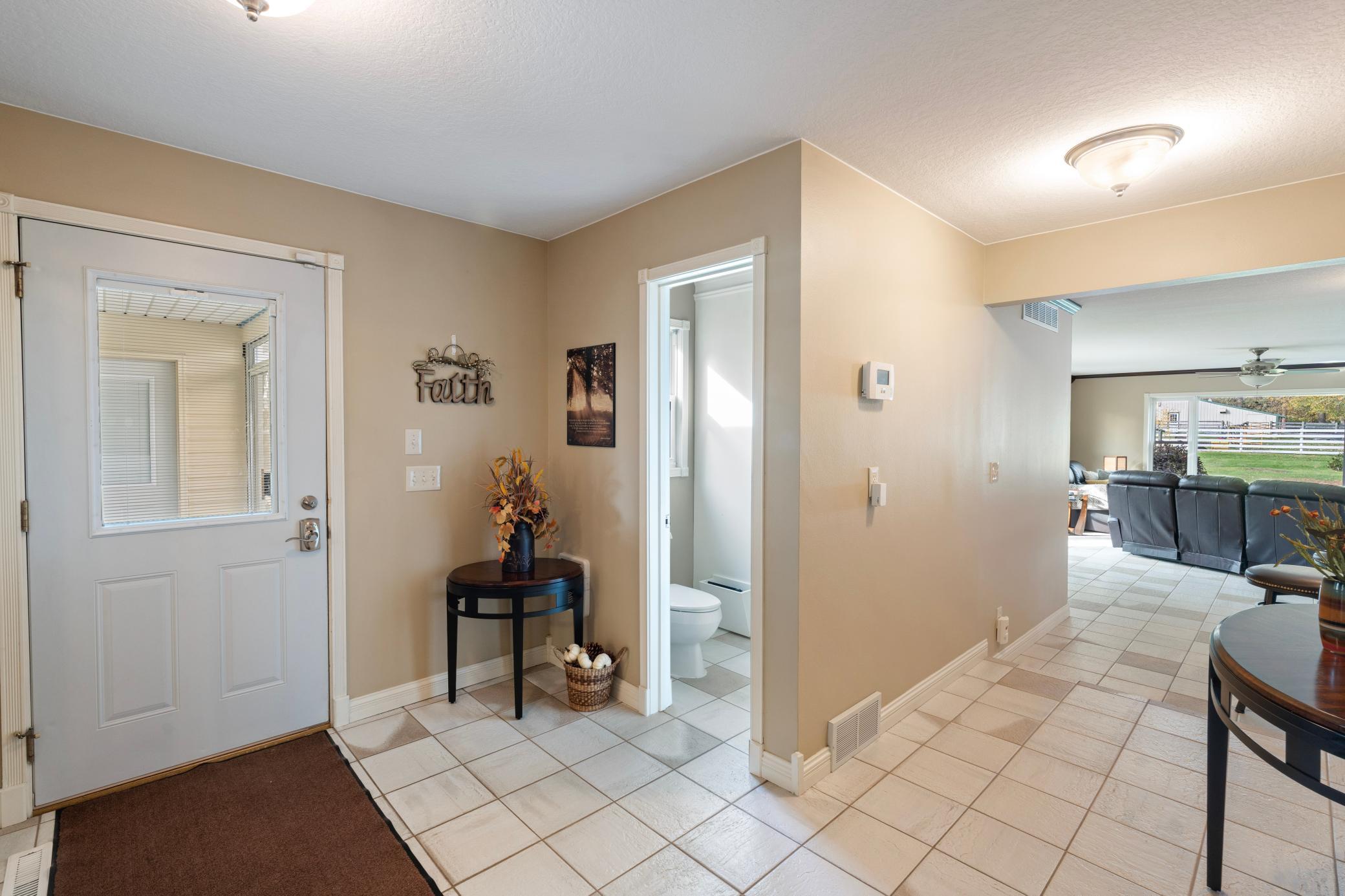 Main floor bathroom off entrance to breezeway