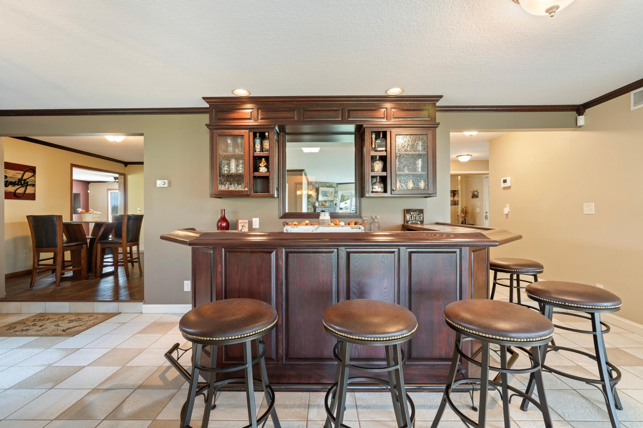 Close up of bar area