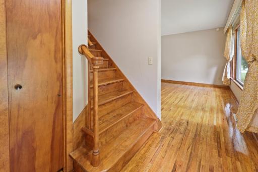 View of stairs to second floor & living room