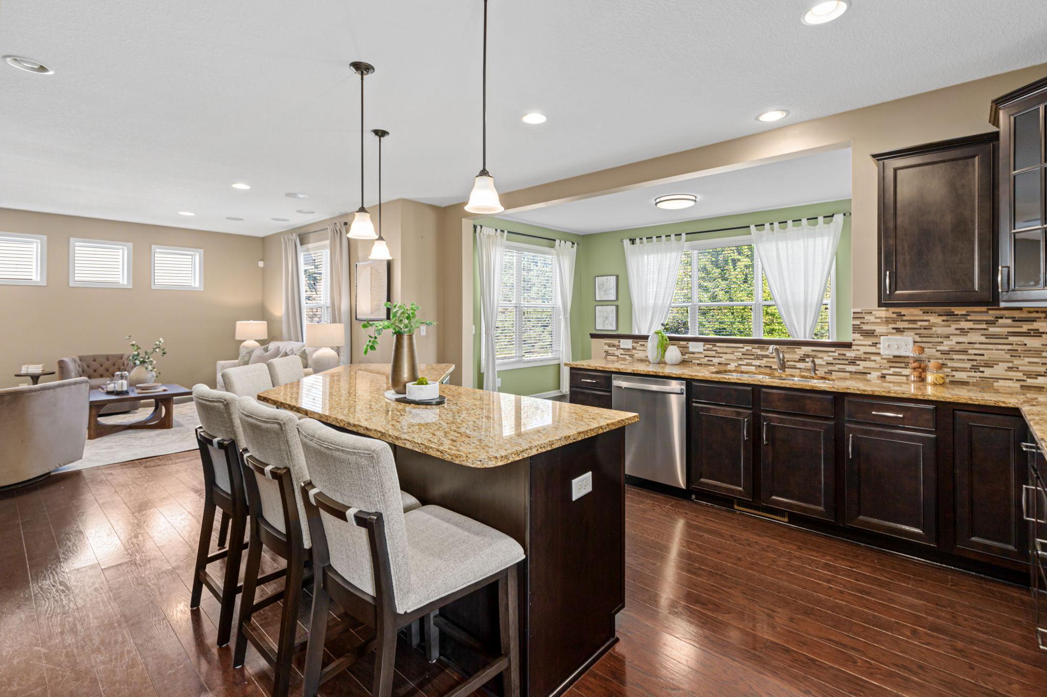 Gorgeous Kitchen with Additional Seating at Center Island.